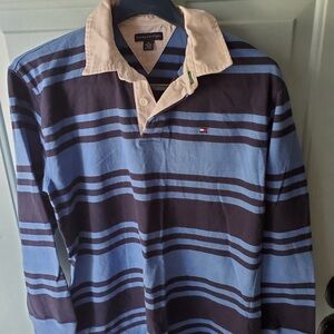 Tommy Hilfiger Blue and Black Casual Button Down Shirt